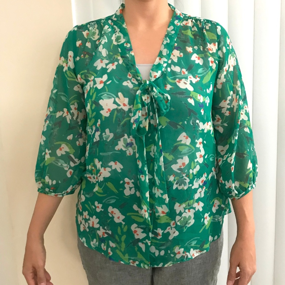 Green Floral Blouse